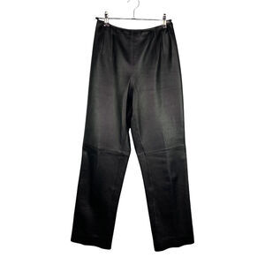 Worth Black 100% Leather Straight Leg Ankle Length Pants Women's Sz 2